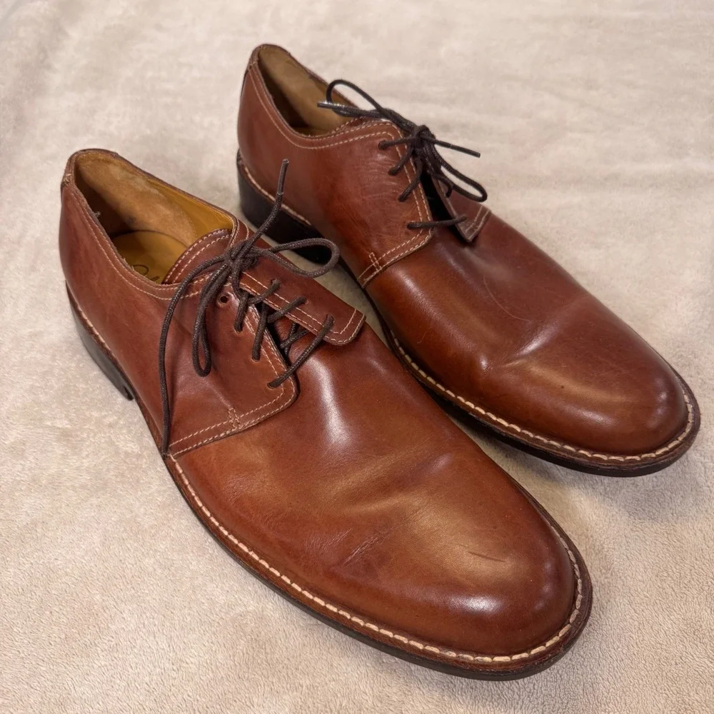 Cole Haan Leather Derby Oxford Shoes‎ Brown Quiet Luxury Preppy Classic Sz 13